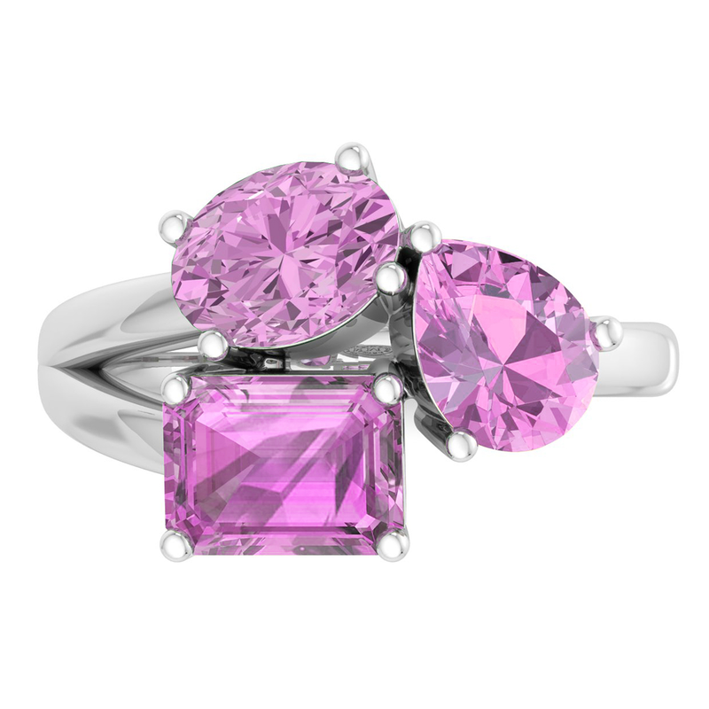 Martha Stewart 3 3/4ctw. Pink Sapphire Three Stone Cluster Ring In Sterling Silver image number null
